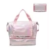 Holographic Foldable Gym Tote with Bottom Shoe Compartment Pink color SKU reference
