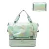 Holographic Foldable Gym Tote with Bottom Shoe Compartment Green color SKU reference