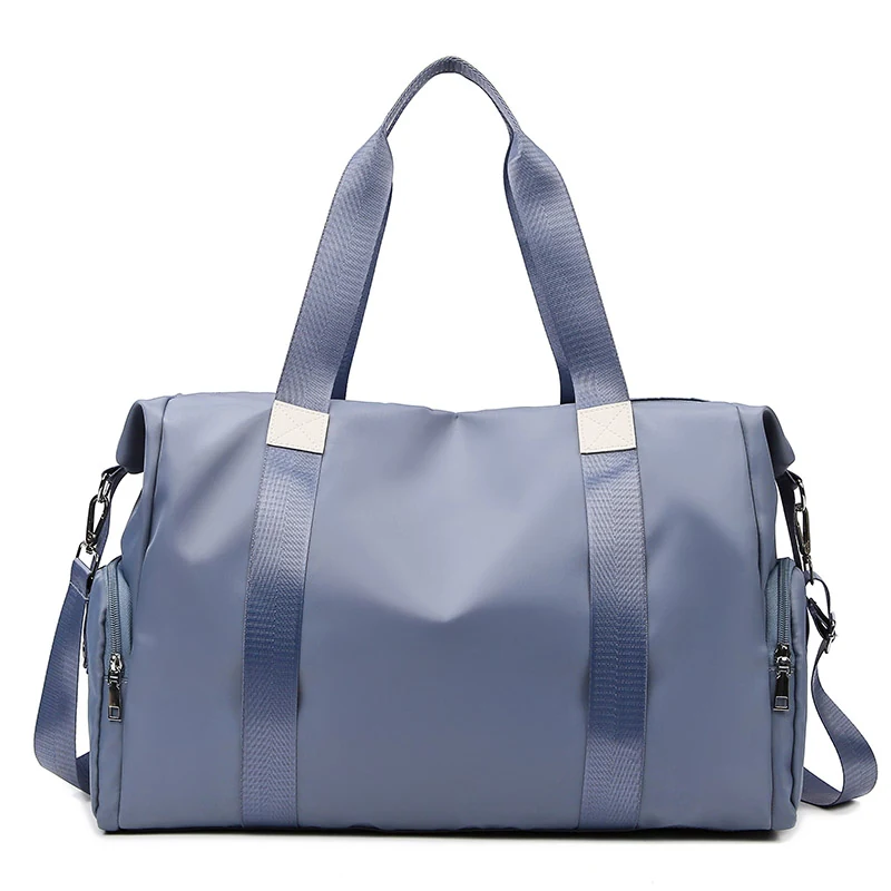 Nylon Travel Gym Duffel with Side Pocket Light blue color SKU reference