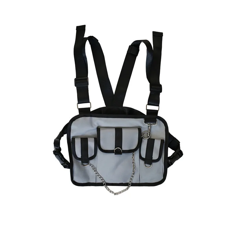 Multi-Pocket Chest-Rig Style Crossbody Bag Gray color SKU reference