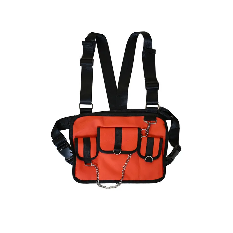 Multi-Pocket Chest-Rig Style Crossbody Bag Red color SKU reference
