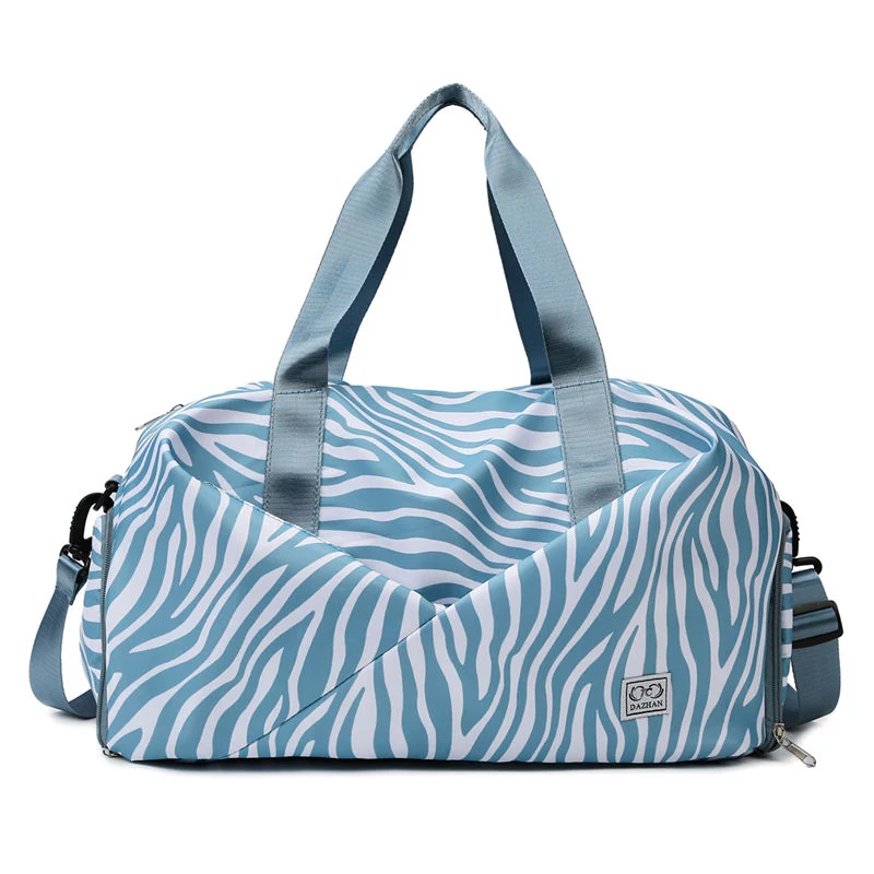 Zebra-Stripe Weekender Duffel with Shoe Compartment Blue color SKU reference