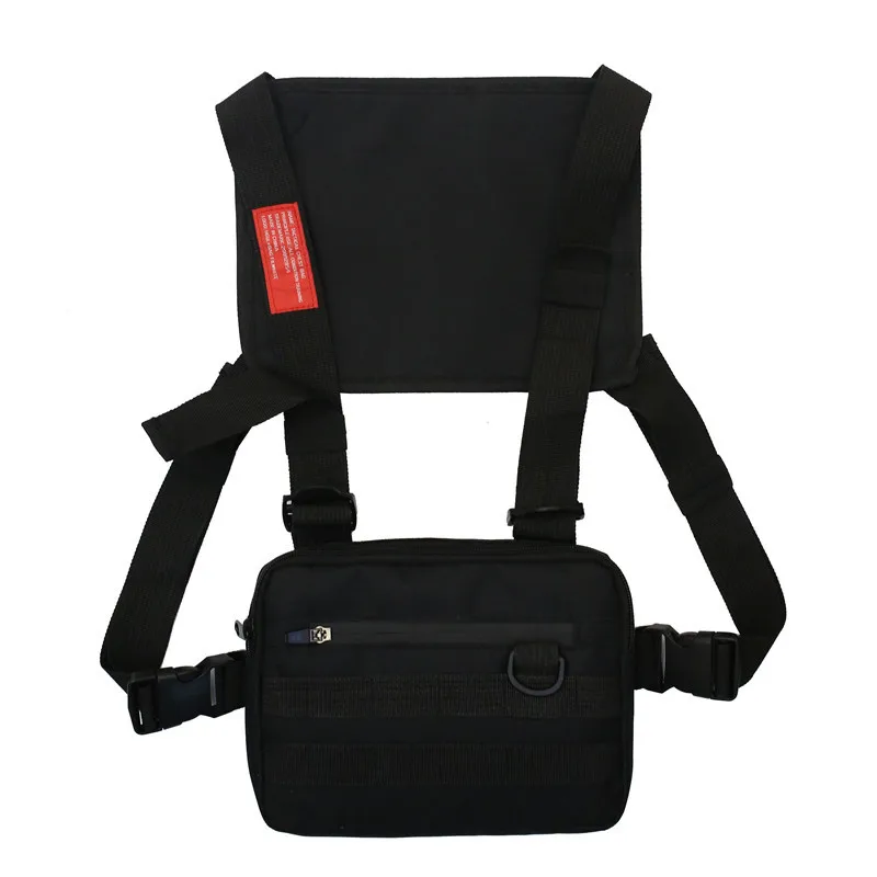 Reflective Radio Chest Rig Bag with Adjustable Harness Black color SKU reference