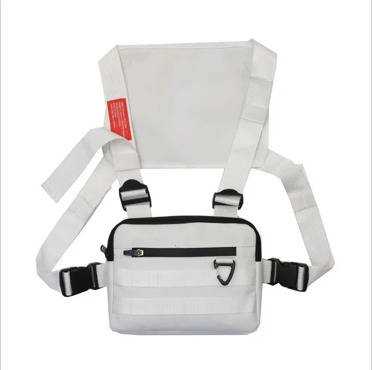 Reflective Radio Chest Rig Bag with Adjustable Harness White color SKU reference
