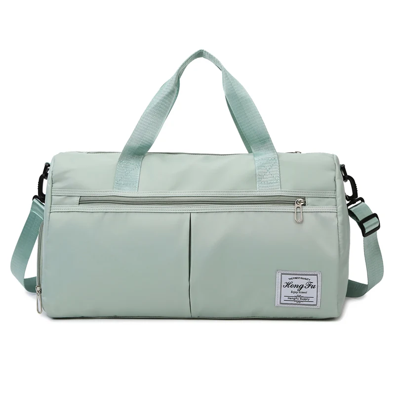 Multi-Pocket Nylon Weekender Duffel with Shoe Compartment Light green color SKU reference