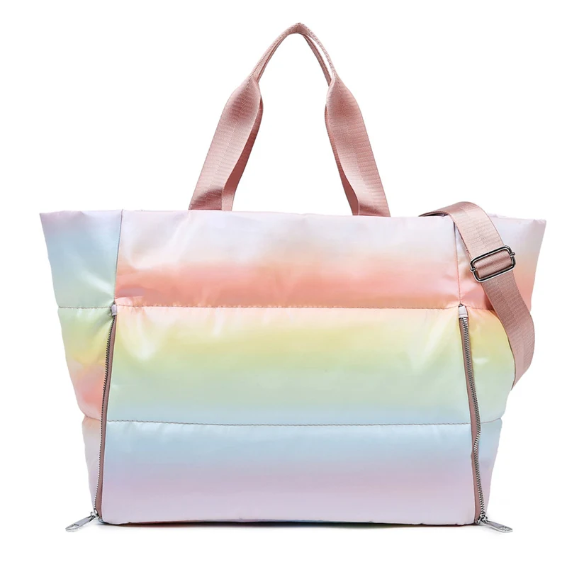 Quilted Rainbow Yoga Weekender with Mat Pocket Rainbow gradient color SKU reference
