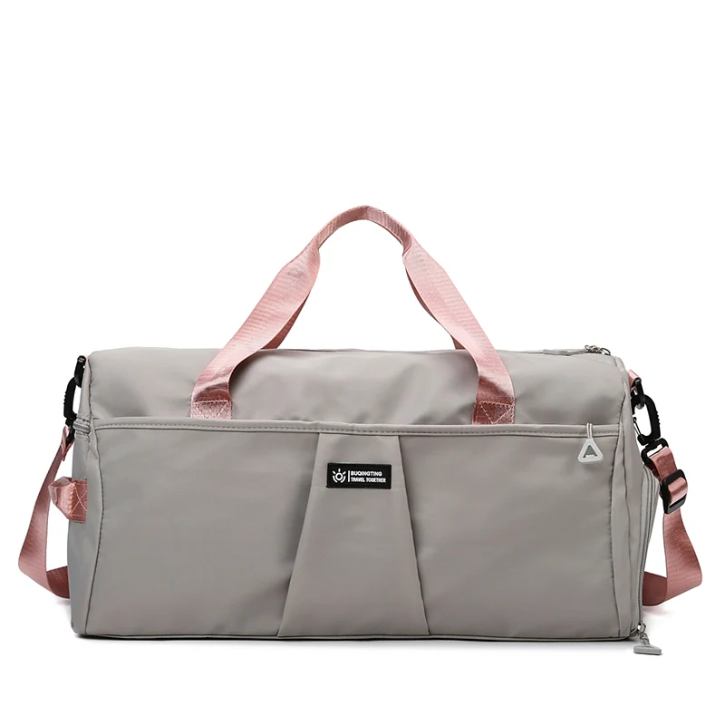 Large Nylon Weekender Duffel with Shoe Compartment and Luggage Sleeve Gray color SKU reference