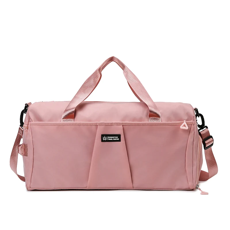 Large Nylon Weekender Duffel with Shoe Compartment and Luggage Sleeve Pink color SKU reference