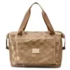 Laser Checkerboard Expandable Weekender Travel Tote Khaki color SKU reference