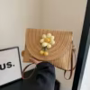 Flower-Decorated Woven Summer Crossbody Bag Khaki color SKU reference