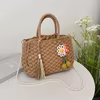 Straw Bucket Bag with Detachable Pearl Strap & Flower Tassel Khaki / style 1 color SKU reference
