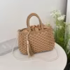 Straw Bucket Bag with Detachable Pearl Strap & Flower Tassel Khaki / style 2 color SKU reference