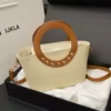 Round-Handle Straw Woven Crossbody Bag Beige color SKU reference