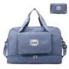 Foldable Nylon Travel Duffel with Shoe and Wet/Dry Compartments Blue color SKU reference
