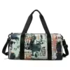 Geometric Print Gym Duffel with Shoe Pocket Green color SKU reference