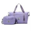 Quilted Expandable Weekender Duffel Set with Pouch Light Purple color SKU reference