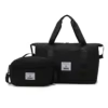 Quilted Expandable Weekender Duffel Set with Pouch Black color SKU reference