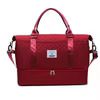Quilted Travel Tote with Wet/Dry & Shoe Compartments Red color SKU reference