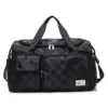 Checkered Gym Duffel with Wet/Dry and Shoe Compartments Black color SKU reference