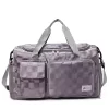 Checkered Gym Duffel with Wet/Dry and Shoe Compartments Gray color SKU reference
