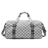 Wrinkled-Texture Checkered Gym Duffel with Shoe Compartment Gray color SKU reference
