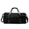 Wrinkled-Texture Checkered Gym Duffel with Shoe Compartment Black color SKU reference