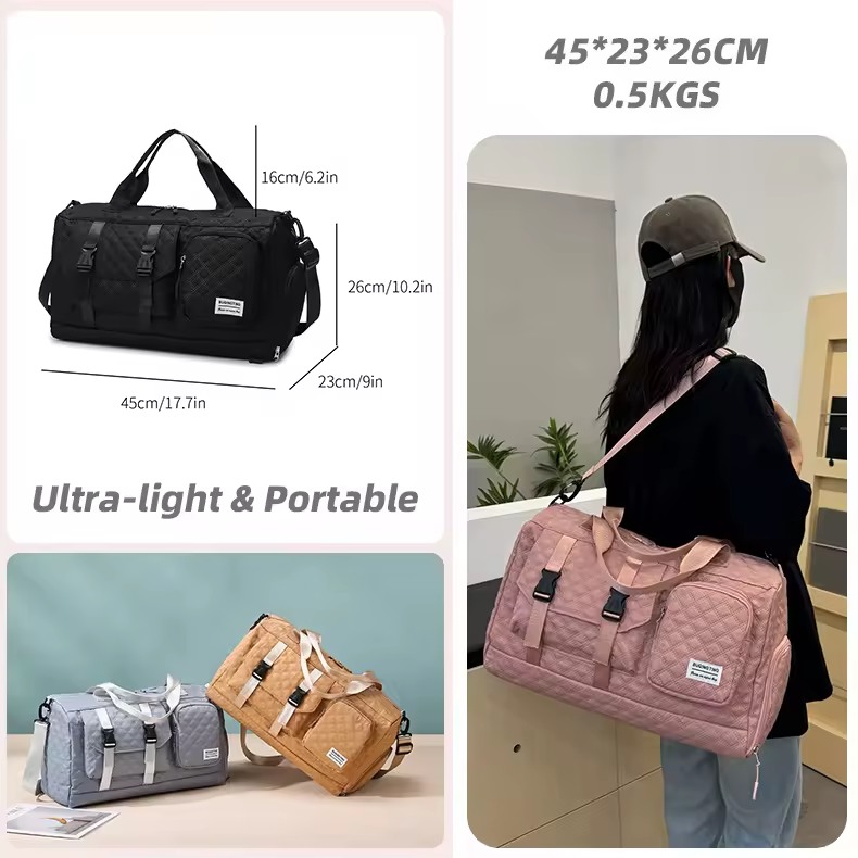 Quilted Nylon Weekender with Dry/Wet and Shoe Compartments product reference image