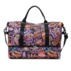 Maple-Leaf Oxford Travel Duffel with Bottom Shoe Pocket Purple color SKU reference