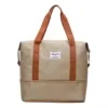 Bottom-Expandable Oxford Travel Duffel with Wet/Dry Storage Khaki color SKU reference