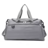 Dry-Wet Nylon Gym Duffel with Shoe Compartment Light gray color SKU reference