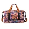 Maple-Leaf Print Oxford Travel Duffel with Shoe Pocket Purple color SKU reference