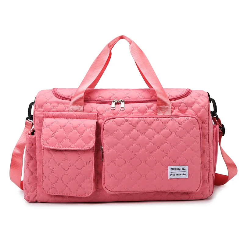 Quilted Gym & Travel Duffel with Shoe Compartment Pink color SKU reference