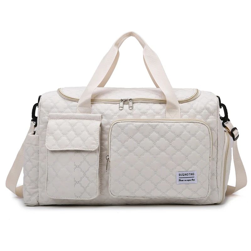 Quilted Gym & Travel Duffel with Shoe Compartment White color SKU reference