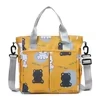 Oxford Diaper Tote with Animal Print & Multiple Pockets Yellow color SKU reference