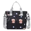 Oxford Diaper Tote with Animal Print & Multiple Pockets Black color SKU reference