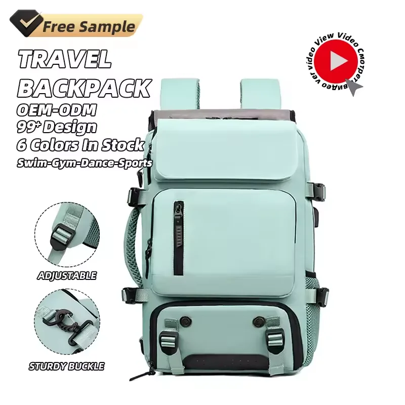 18L Rolling Nylon Travel Backpack with Shoe Compartment and USB Port product reference image