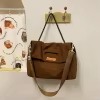 Polyester Tote Satchel with Rivet Detail and Removable Strap Brown color SKU reference