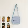 Corduroy Crossbody Bag with Adjustable Strap and Decorative Zipper Pull Blue color SKU reference