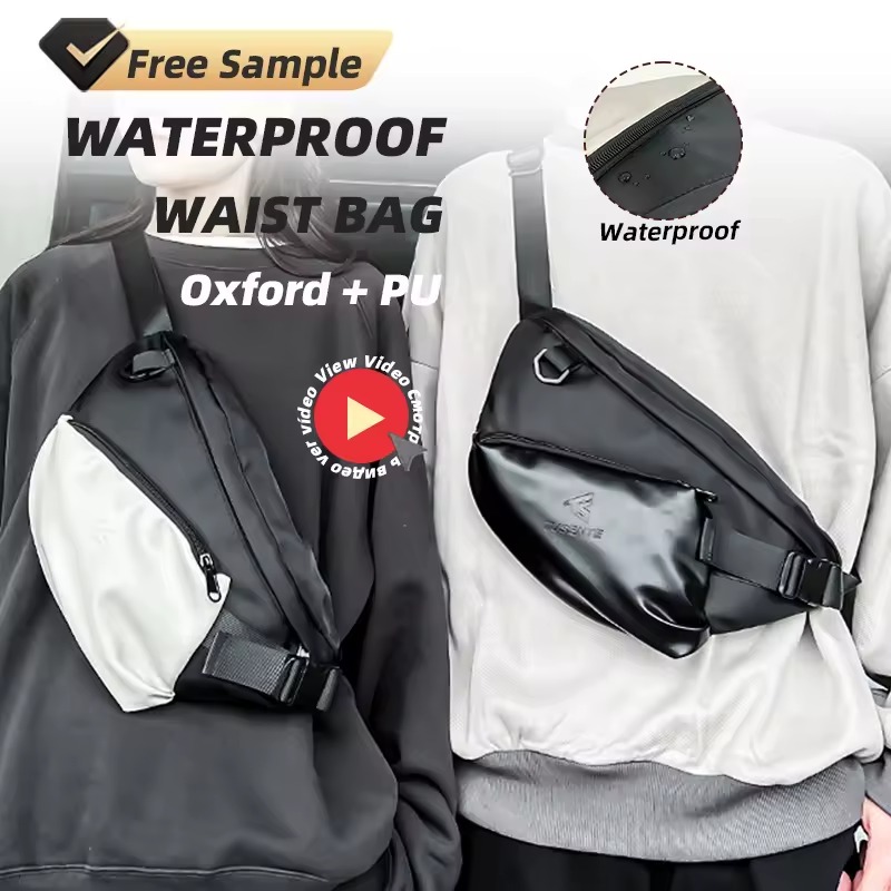 Oxford Sports Waist Bag with Front and Rear Zip Pockets product reference image