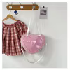 Transparent Nylon Heart Crossbody Bag with Adjustable Strap Pink color SKU reference
