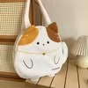 Velour Cat Tote Bag with Computer Insert and Zip Pocket White color SKU reference