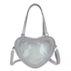 Heart-Shaped PU Crossbody Bag with Clear Front Panel Light purple color SKU reference
