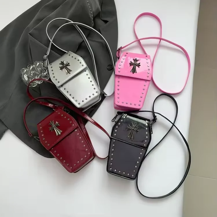 PU Vertical Phone Crossbody Bag with Chain & Bow Detail product reference image