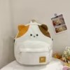 Cartoon Cat Nylon School Backpack with Laptop Pocket White color SKU reference