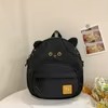 Cartoon Cat Nylon School Backpack with Laptop Pocket Black color SKU reference