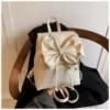 Bow-Detail PU Crossbody Bag with Phone Pocket White color SKU reference