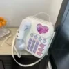 Phone-Shaped PU Crossbody Bag with Heart Pendant White color SKU reference
