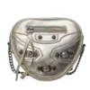 Glossy PU Crossbody Bag with Heart-Ring Hardware Golden color SKU reference