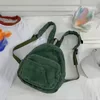 Corduroy Mini School Backpack with Large Front Pocket Army green color SKU reference