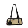 PU Shoulder Handbag with Star Zipper Detail and Pendant Black color SKU reference